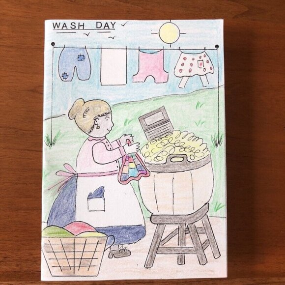 Set Of 5 Vintage Original Blank Cards Nostalgic Americana Folk Art With Envelop - Picture 2 of 9